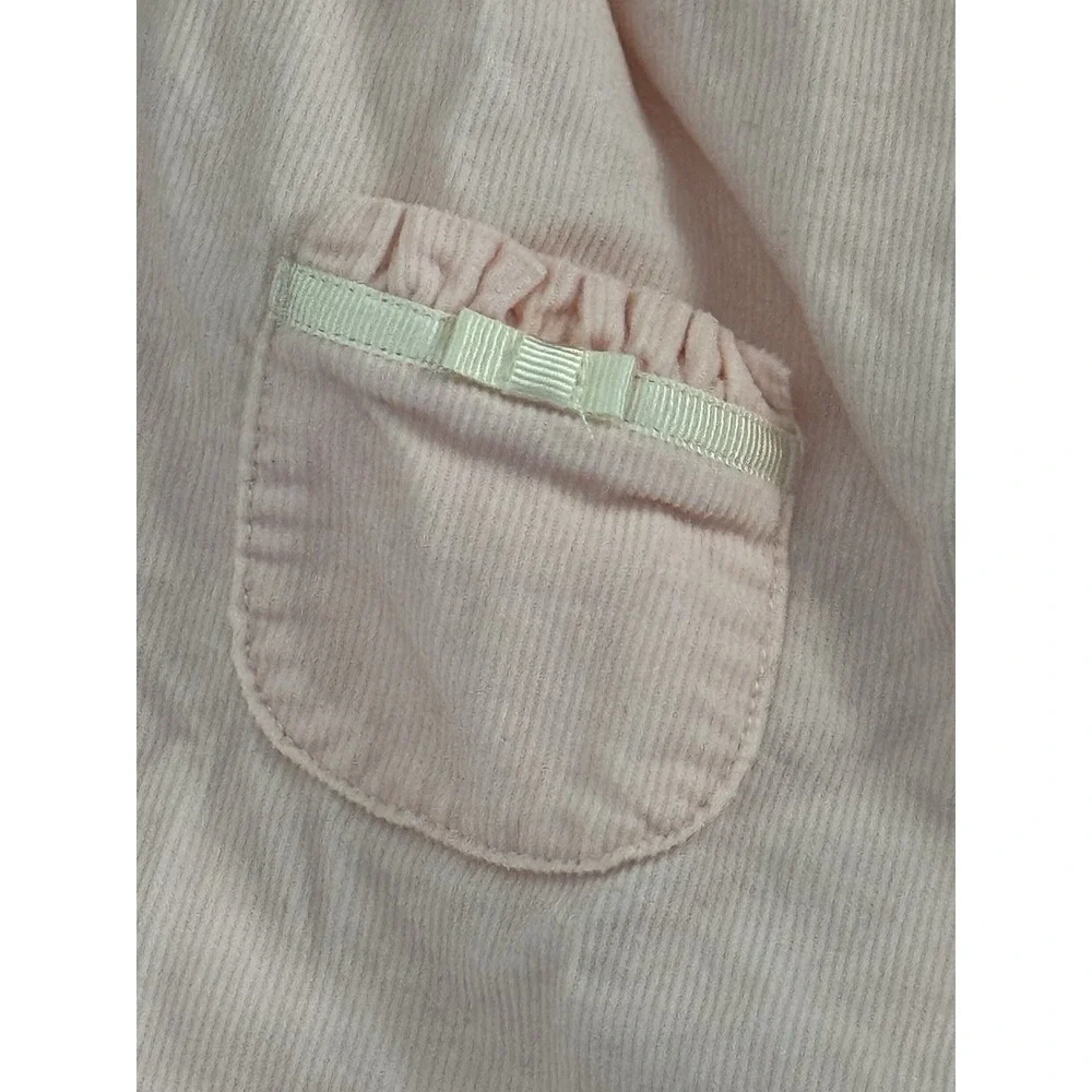 Vintage Gymboree Baby Girls Pink Corduroy Smocked Overalls Sz 0-3 Mths‎ 2005